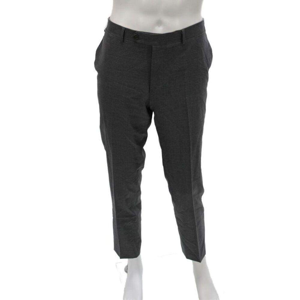 Canali Mens Dress Pants Gray Wool Blend Button Size 36